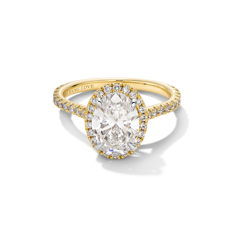 Main Image 1 of Vera Wang Love Collection 2 CT. T.W. Oval Certified Lab-Grown Diamond Frame Engagement Ring in 14K Gold (F/VS2)