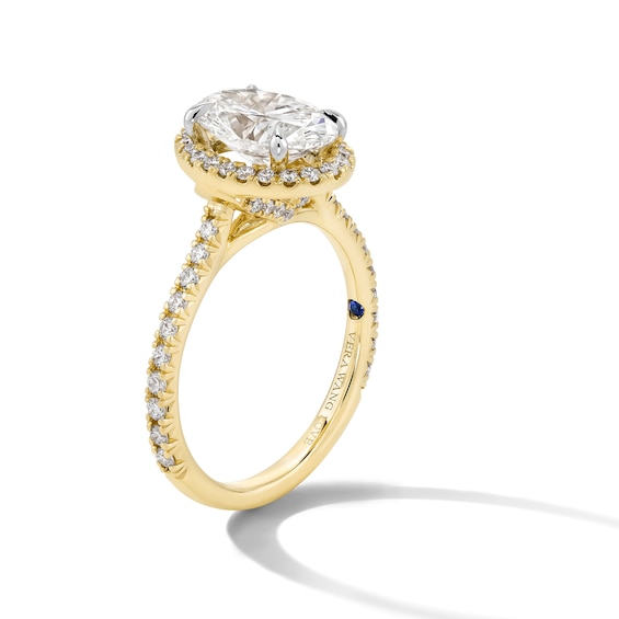 Vera Wang Love Collection 2 CT. T.w. Oval Certified Lab-Grown Diamond Frame Engagement Ring in 14K Gold (F/Vs2)