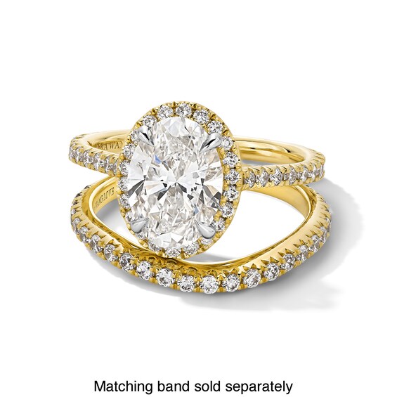 Vera Wang Love Collection 2 CT. T.w. Oval Certified Lab-Grown Diamond Frame Engagement Ring in 14K Gold (F/Vs2)