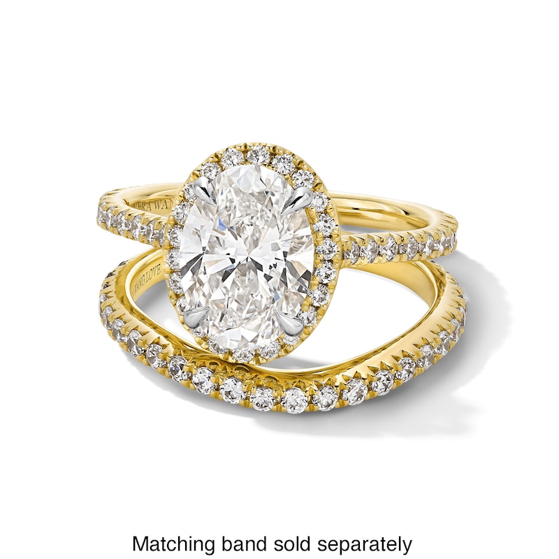 Main Image 4 of Vera Wang Love Collection 2 CT. T.W. Oval Certified Lab-Grown Diamond Frame Engagement Ring in 14K Gold (F/VS2)