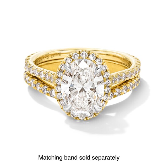 Vera Wang Love Collection 2 CT. T.w. Oval Certified Lab-Grown Diamond Frame Engagement Ring in 14K Gold (F/Vs2)