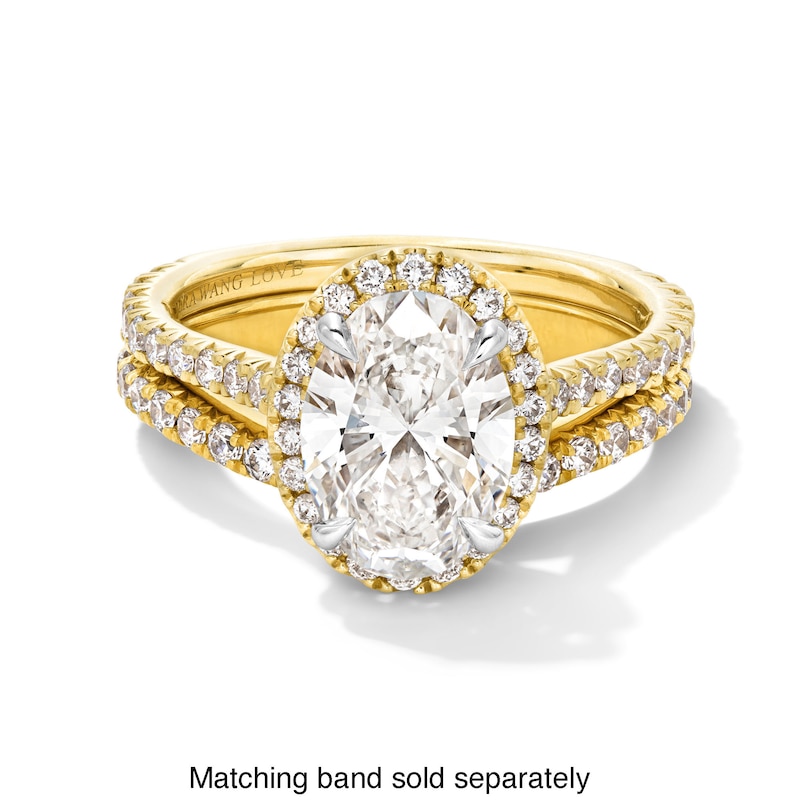Main Image 5 of Vera Wang Love Collection 2 CT. T.W. Oval Certified Lab-Grown Diamond Frame Engagement Ring in 14K Gold (F/VS2)
