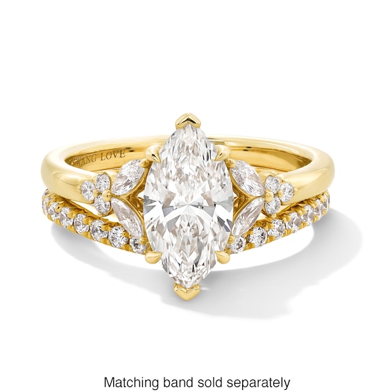 Vera Wang Love Collection 1-7/8 CT. T.w. Marquise-Cut Certified Lab-Grown Diamond Floral Engagement Ring in 14K Gold