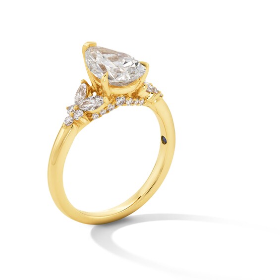 Vera Wang Love Collection 2-3/8 CT. T.w. Pear Certified Lab-Grown Diamond Floral Engagement Ring in 14K Gold (F/Vs2)