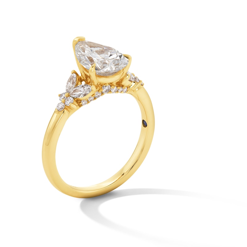 Main Image 3 of Vera Wang Love Collection 2-3/8 CT. T.W. Pear Certified Lab-Grown Diamond Floral Engagement Ring in 14K Gold (F/VS2)