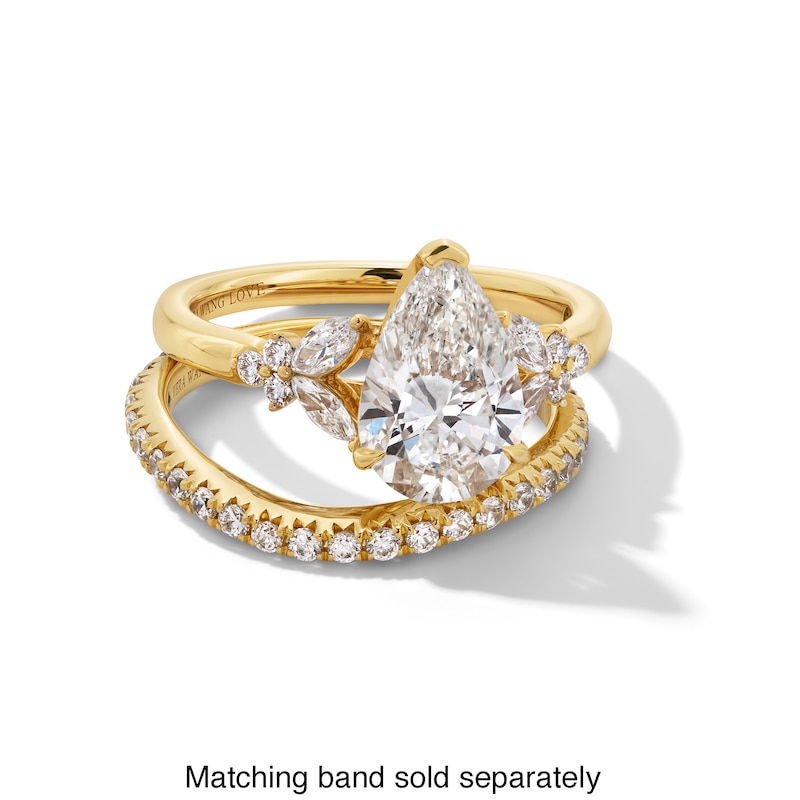 Main Image 4 of Vera Wang Love Collection 2-3/8 CT. T.W. Pear Certified Lab-Grown Diamond Floral Engagement Ring in 14K Gold (F/VS2)