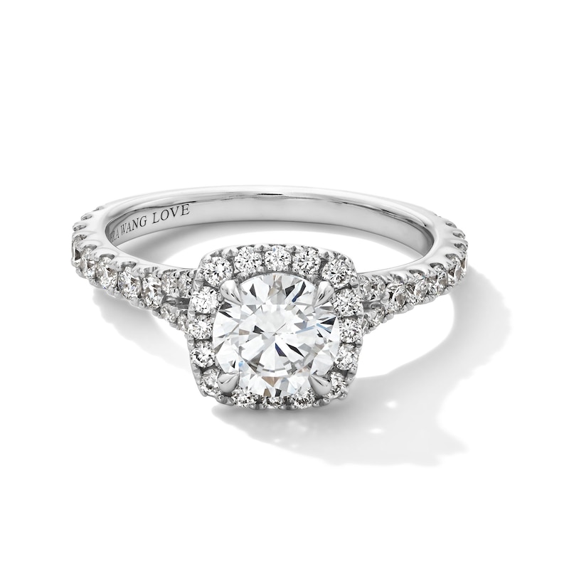 Main Image 1 of Vera Wang Love Collection 1-5/8 CT. T.W. Certified Lab-Grown Diamond Cushion Frame Engagement Ring in 14K White Gold