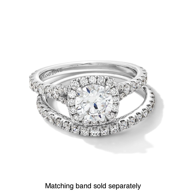 Main Image 3 of Vera Wang Love Collection 1-5/8 CT. T.W. Certified Lab-Grown Diamond Cushion Frame Engagement Ring in 14K White Gold