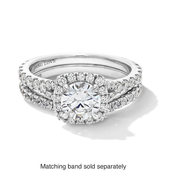 Vera Wang Love Collection 1-5/8 CT. T.w. Certified Lab-Grown Diamond Cushion Frame Engagement Ring in 14K White Gold