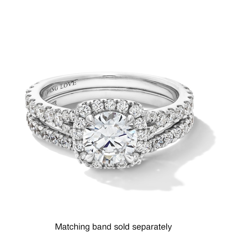 Main Image 4 of Vera Wang Love Collection 1-5/8 CT. T.W. Certified Lab-Grown Diamond Cushion Frame Engagement Ring in 14K White Gold