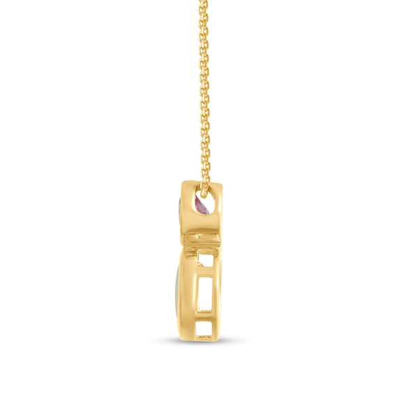 Lab-Created Opal and Pink Lab-Created Sapphire Stacked Duo Pendant in 10K Gold