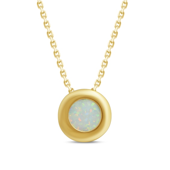 6.0mm Lab-Created Opal Solitaire Frame Pendant in 10K Gold