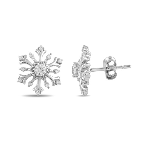 White Lab-Created Sapphire Snowflake Pendant, Bolo Bracelet and Stud Earrings Set in Sterling Silver - 9.0"
