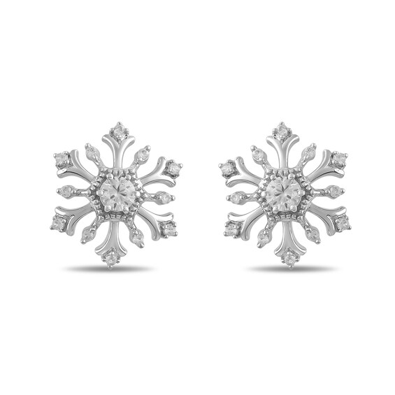 White Lab-Created Sapphire Snowflake Pendant, Bolo Bracelet and Stud Earrings Set in Sterling Silver - 9.0"