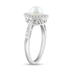 Thumbnail Image 3 of Freshwater Cultured Pearl and White Lab-Created Sapphire Oval Frame Pendant, Ring and Earrings Set in Sterling Silver