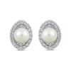 Thumbnail Image 6 of Freshwater Cultured Pearl and White Lab-Created Sapphire Oval Frame Pendant, Ring and Earrings Set in Sterling Silver