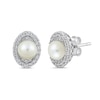Thumbnail Image 7 of Freshwater Cultured Pearl and White Lab-Created Sapphire Oval Frame Pendant, Ring and Earrings Set in Sterling Silver