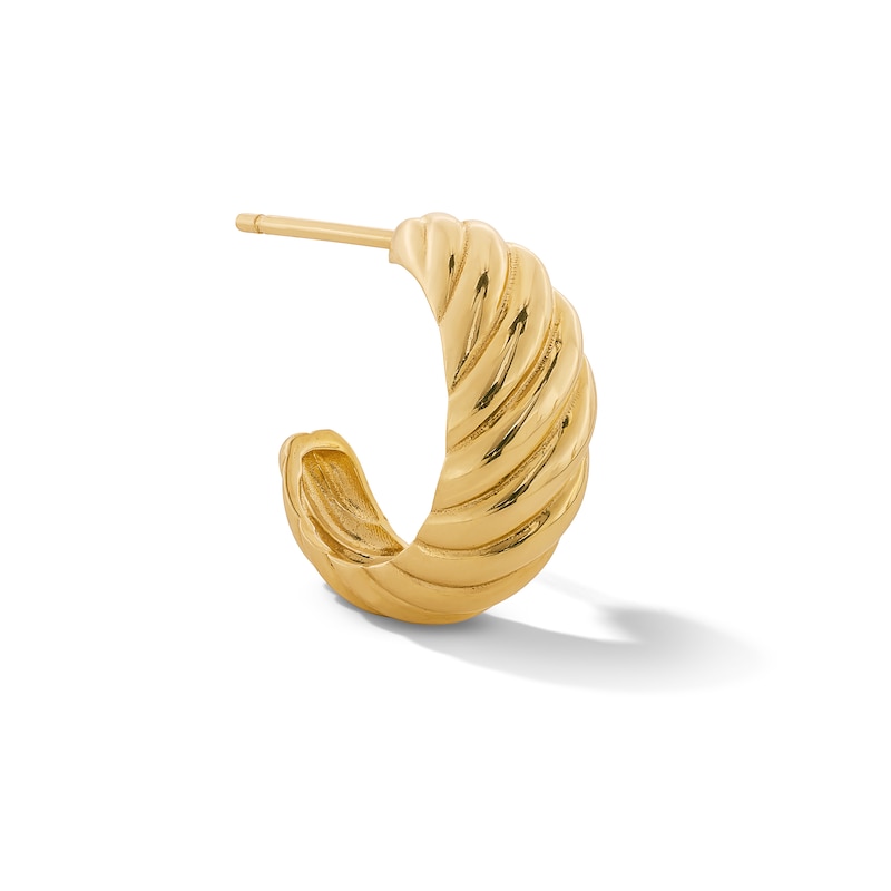 Main Image 1 of 15.7mm Textured Single Domed J-Hoop Earring in 10K Gold