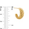 Thumbnail Image 3 of 15.7mm Textured Single Domed J-Hoop Earring in 10K Gold