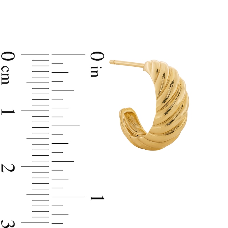 Main Image 3 of 15.7mm Textured Single Domed J-Hoop Earring in 10K Gold