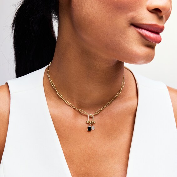 1/8 CT. T.w. Lab-Grown Multi-Diamond Teardrop Necklace Charm in Sterling Silver with 18K Gold Plate