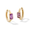 Thumbnail Image 1 of Emerald-Cut Light Pink Sapphire Hoop Earrings in 10K Gold