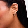Thumbnail Image 2 of Emerald-Cut Light Pink Sapphire Hoop Earrings in 10K Gold