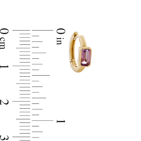 Emerald-Cut Light Pink Sapphire Hoop Earrings in 10K Gold
