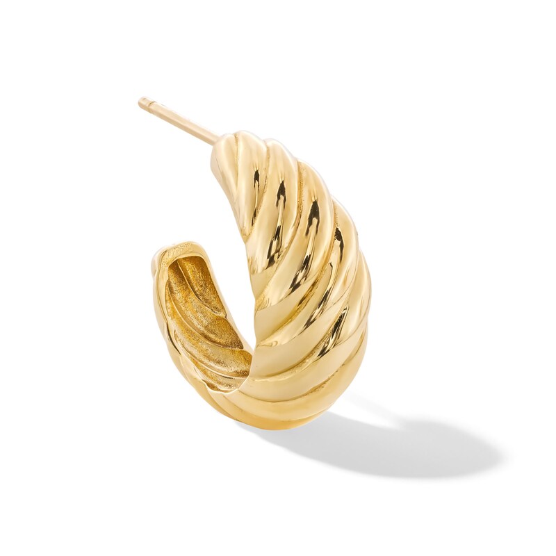 Main Image 1 of 18.4mm Textured Single Domed J-Hoop Earring in 10K Gold