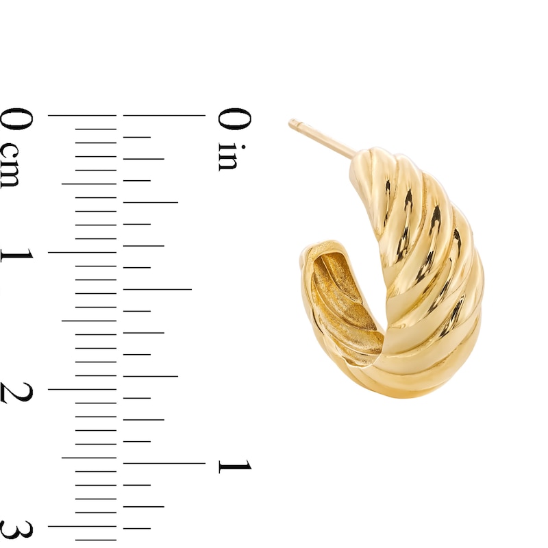 Main Image 3 of 18.4mm Textured Single Domed J-Hoop Earring in 10K Gold