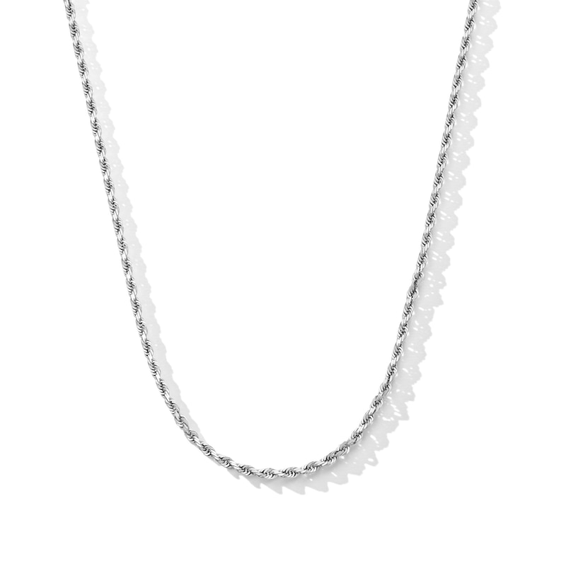 Main Image 1 of 3.0mm Glitter Rope Chain Necklace in Solid 10K White Gold - 22"