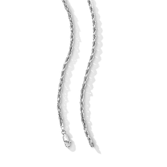3.0mm Glitter Rope Chain Necklace in Solid 10K White Gold - 22"