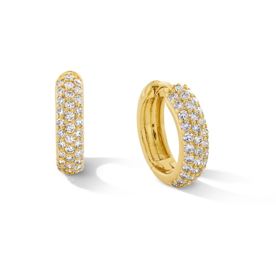 1/3 CT. T.w. Lab-Grown Diamond Triple Row Hoop Earrings in 10K Gold