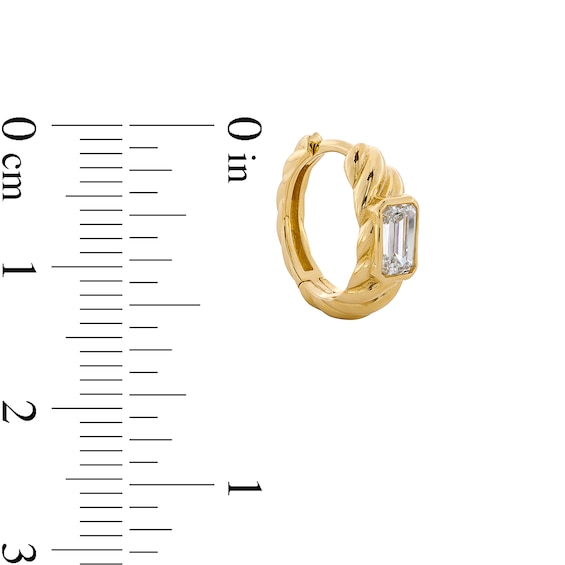 1/3 CT. T.w. Emerald-Cut Lab-Grown Diamond Solitaire Single Hoop Earring in 10K Gold