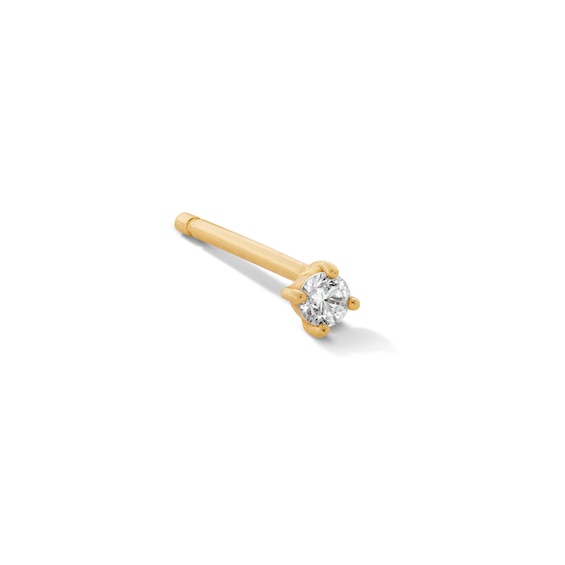 Lab-Grown Diamond Accent Solitaire Single Cartilage Stud Earring in 14K Gold