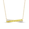 Thumbnail Image 1 of 1/2 CT. T.W. Certified Yellow and White Lab-Grown Diamond Crossover Bar Necklace in 10K Gold (F/SI2)