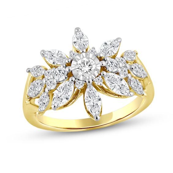 1-1/2 CT. T.w. Marquise-Cut and Round Certified Lab-Grown Diamond Snowflake Ring in 10K Gold (F/Vs2)