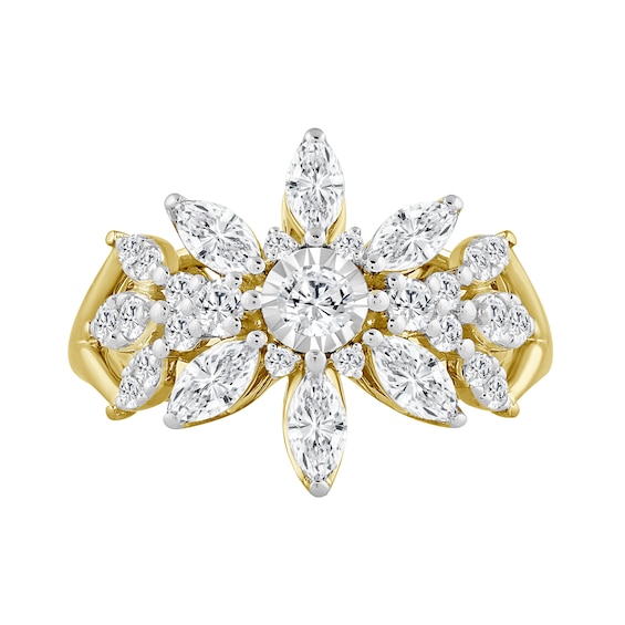 1-1/2 CT. T.w. Marquise-Cut and Round Certified Lab-Grown Diamond Snowflake Ring in 10K Gold (F/Vs2)