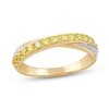 Thumbnail Image 1 of 1/2 CT. T.W. Certified Yellow and White Lab-Grown Diamond Crossover Ring in 10K Gold (F/SI2)