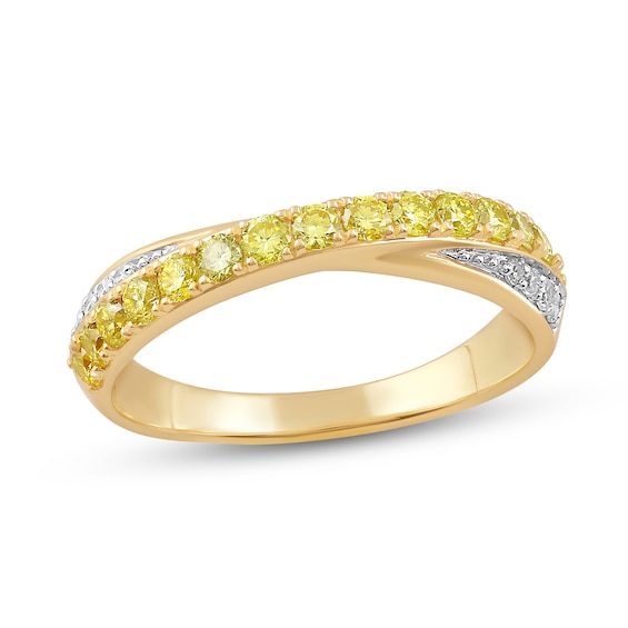 1/2 CT. T.w. Certified Yellow and White Lab-Grown Diamond Crossover Ring in 10K Gold (F/Si2)