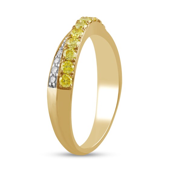 1/2 CT. T.w. Certified Yellow and White Lab-Grown Diamond Crossover Ring in 10K Gold (F/Si2)