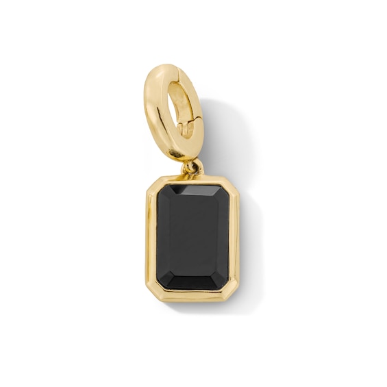 Emerald-Cut Black Spinel Solitaire Necklace Charm in Sterling Silver with 18K Gold Plate