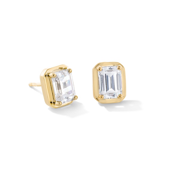 1-1/2 CT. T.w. Emerald-Cut Certified Lab-Grown Diamond Solitaire Stud Earrings in 14K Gold (F/Vs2)