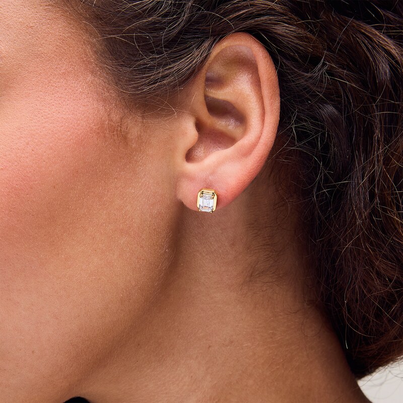 Main Image 2 of 1-1/2 CT. T.W. Emerald-Cut Certified Lab-Grown Diamond Solitaire Stud Earrings in 14K Gold (F/VS2)