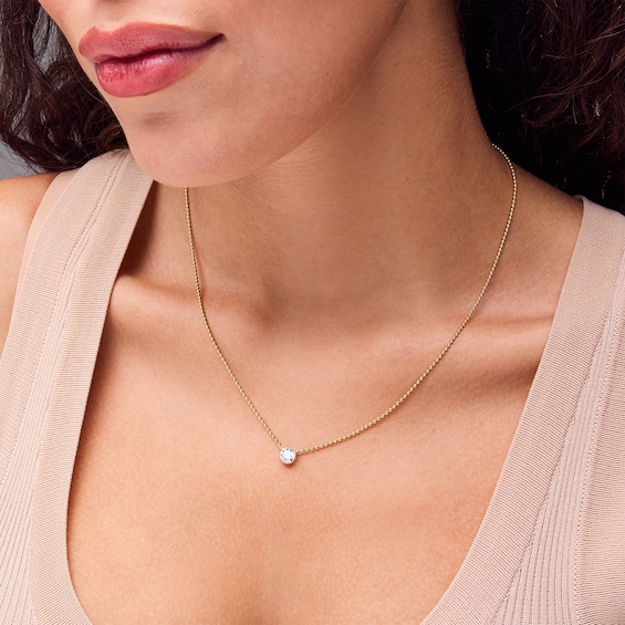 3/4 CT. Certified Lab-Grown Diamond Bezel-Set Solitaire Necklace in 14K Gold (F/Vs2)