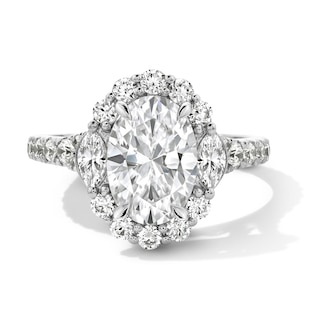 Vera Wang Love Collection 3 CT. T.W. Oval Certified Lab-Grown Diamond Scallop Engagement Ring in 14K White Gold