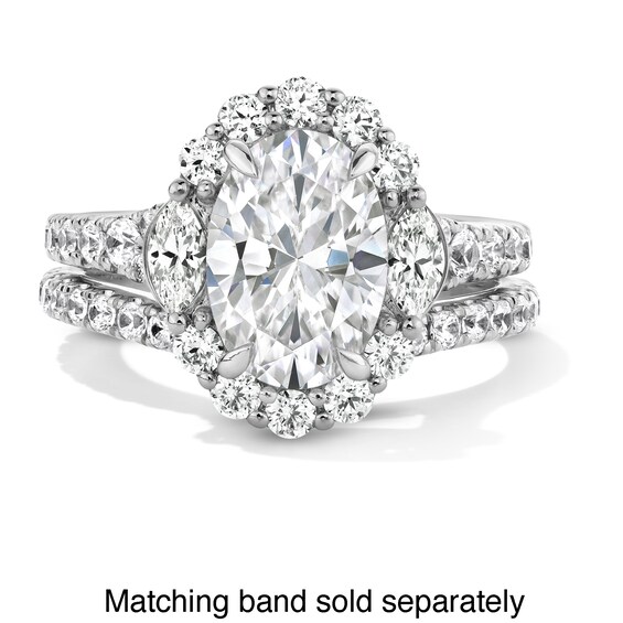 Vera Wang Love Collection 3 CT. T.w. Oval Certified Lab-Grown Diamond Scallop Engagement Ring in 14K White Gold