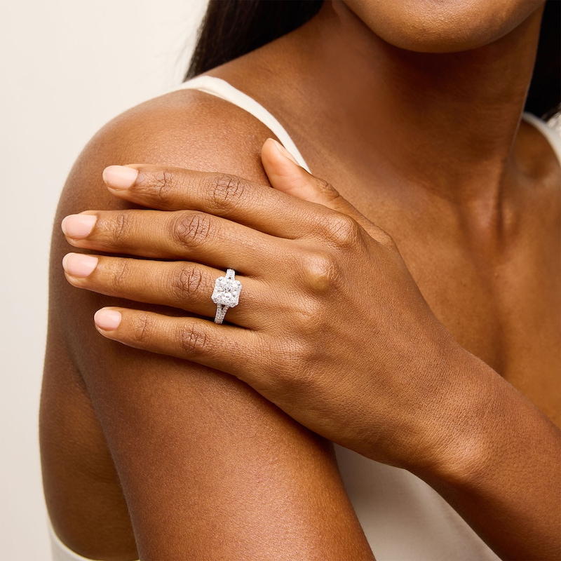 Main Image 2 of Vera Wang Love Collection 2-3/4 CT. T.W. Princess-Cut Certified Lab-Grown Diamond Engagement Ring in 14K White Gold
