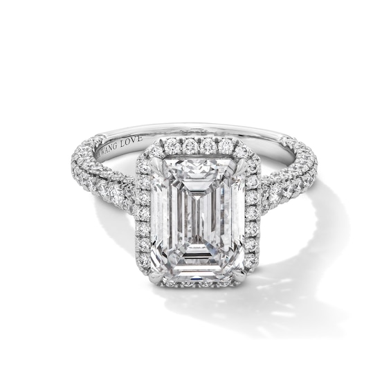 Vera Wang Love Collection 5 CT. T.w. Emerald Certified Lab-Grown Diamond Frame Engagement Ring in 14K White Gold