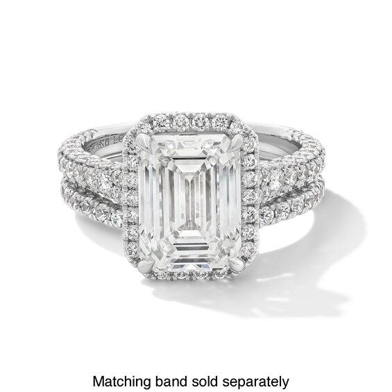 Vera Wang Love Collection 5 CT. T.w. Emerald Certified Lab-Grown Diamond Frame Engagement Ring in 14K White Gold